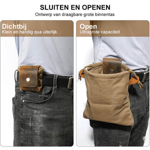 Leren en canvas bushcraft tas